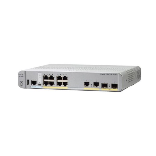 Cisco WS-C2960CX-8TC-L-A1 Cisco Catalyst 2960-CX Series 8-Ports 10/100/1000Base-T RJ-45 2x PoE+ Ports Manageable Layer2 Desktop, Rack-mountable and Rail-mountable Switch with 2x Gigabit Ethernet Uplink Ports and 2x SFP Ports